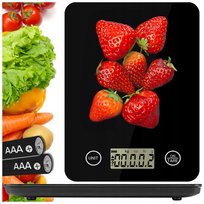 WAGA KUCHENNA ELEKTRONICZNA LCD 5KG 1G SZKLANA CZARNA DOMOWA PŁASKA BATERIE